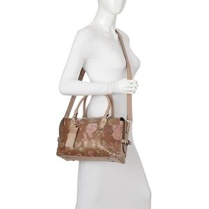 M.C. Mocha Glory Satchel Genuine Leather Hand-Painted Floral NWT